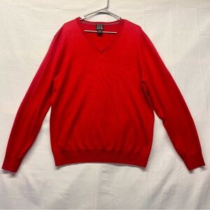 Jos. A. Bank 100% merino wool Classic Red V-Neck Sweater Large